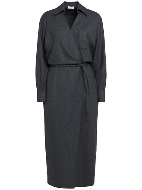Brunello Cucinelli: Virgin wool midi wrap dress