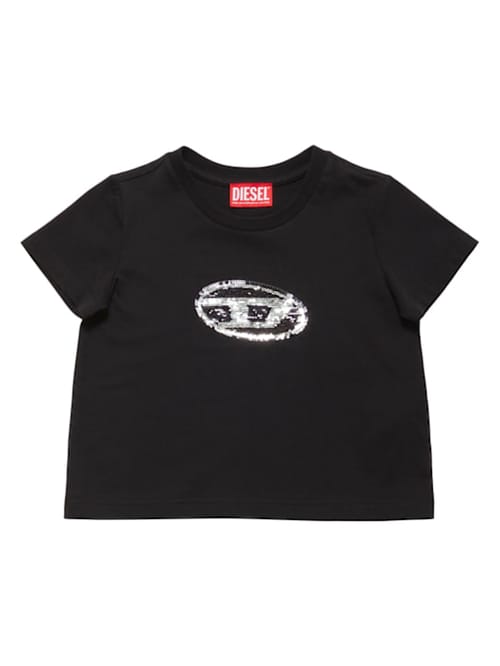 Diesel Kids: 装饰性棉质平纹T恤