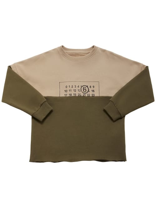 MM6 Maison Margiela: 双色棉质圆领卫衣