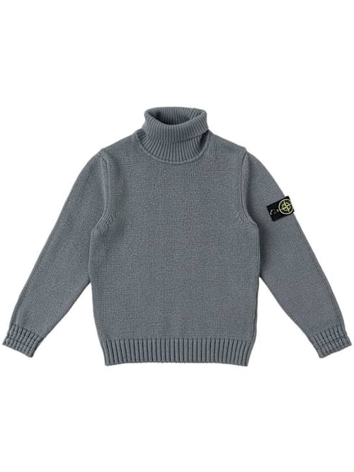 Stone Island Junior: 棉混纺针织高领毛衣