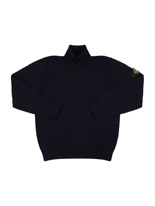 Stone Island Junior: Jersey de cuello vuelto en lana virgen
