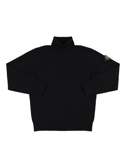 Stone Island Junior: Jersey de cuello vuelto en lana virgen