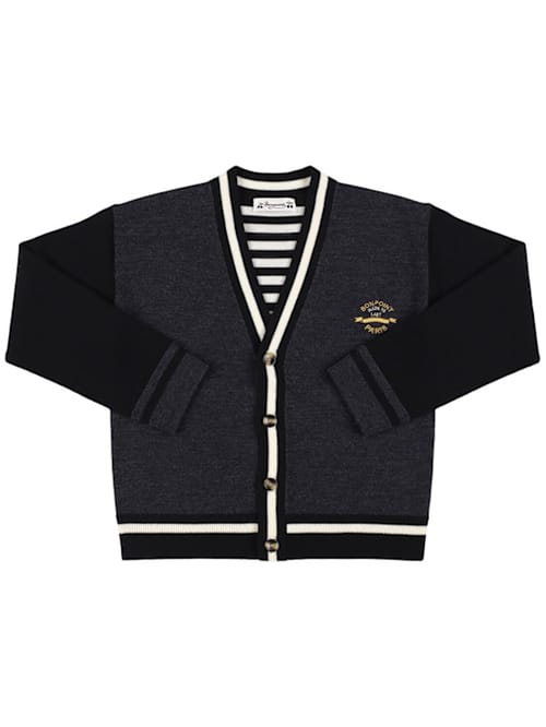 Bonpoint: Strickcardigan aus Wolle mit Stickerei