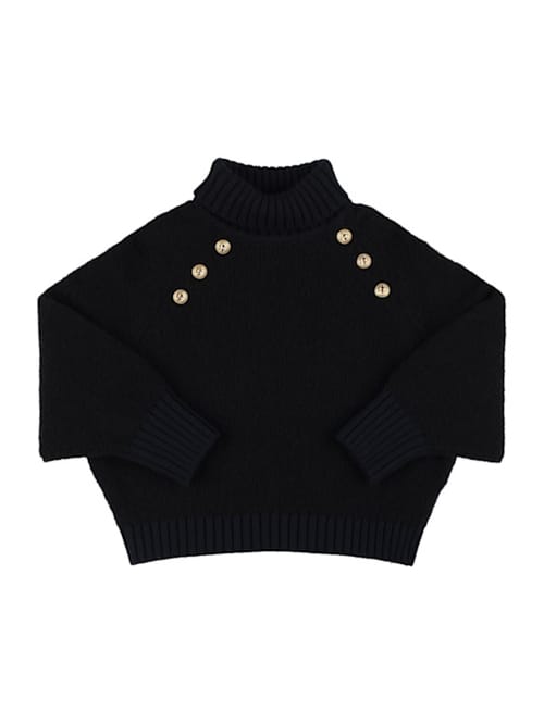Balmain: 羊毛混纺针织高领毛衣