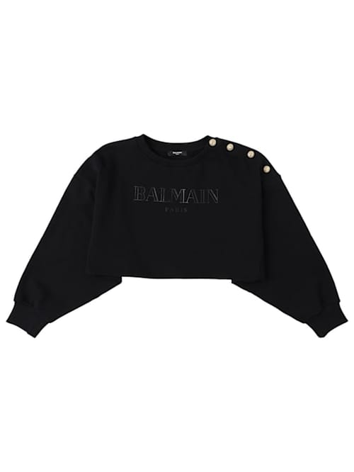 Balmain: 棉质短款卫衣带logo