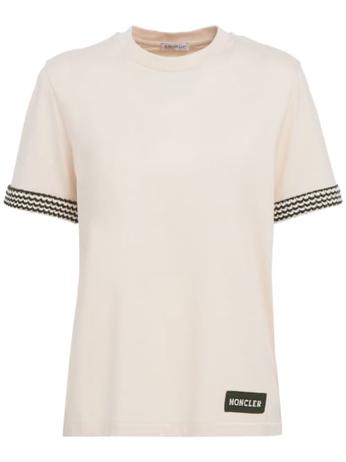 Moncler: 钩边棉质logo T恤