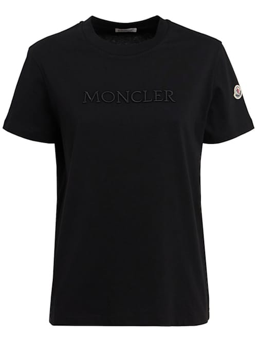 Moncler: 刺绣色调标志棉质T恤