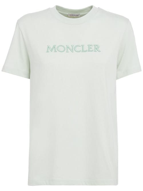 Moncler: 刺绣色调标志白棉T恤