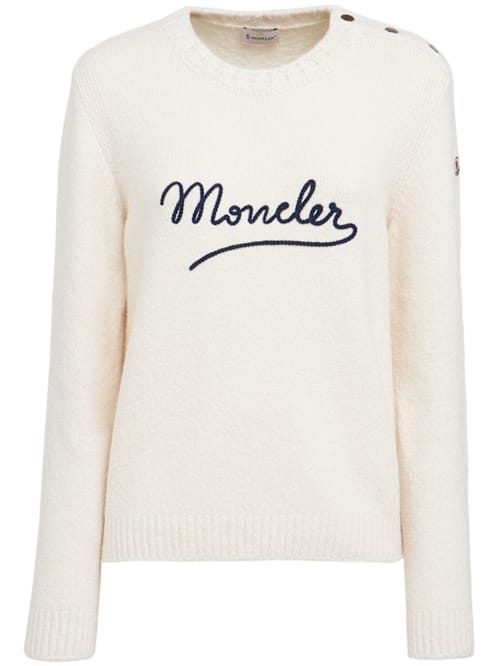 Moncler: 刺绣圆领毛衣