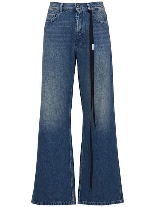 Ann Demeulemeester: 宽腿带丝带的牛仔裤