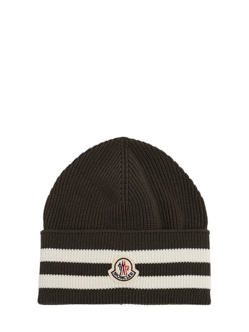 Moncler: 带标志的条纹针织帽