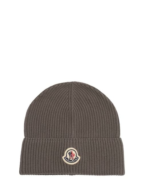 Moncler: 带翻边和标志的毛线帽