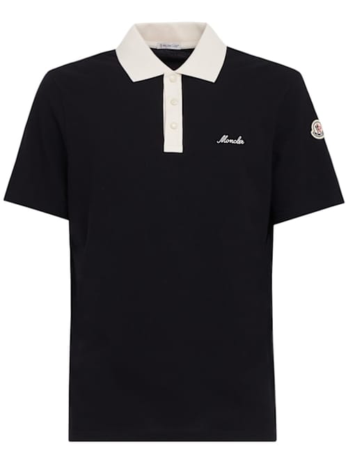 Moncler: 修身型罗纹领 polo 衫