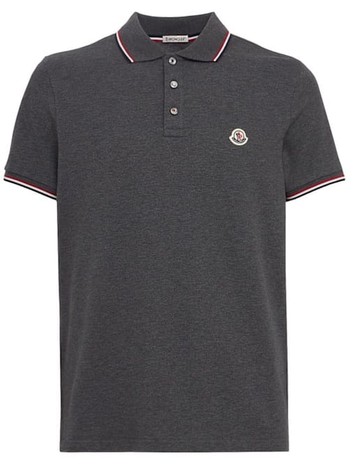 Moncler: 修身的罗纹领POLO衫