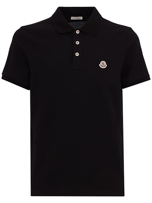 Moncler: 带有罗纹领的 polo 衫