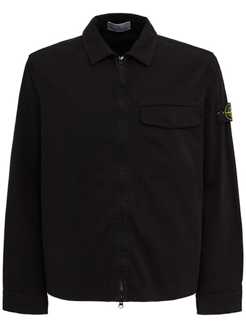 Stone Island: 徽标棉质拉链衬衫外套