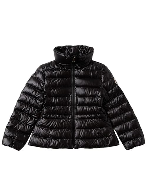 Moncler: 女性闪亮尼龙羽绒外套