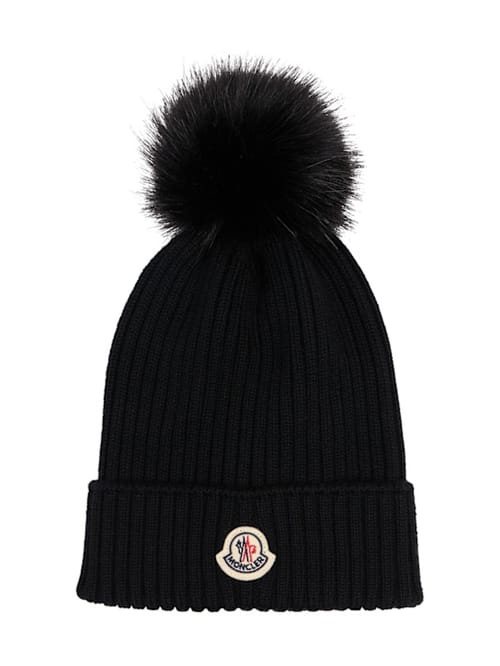 Moncler: 羊毛 pom pom 帽子