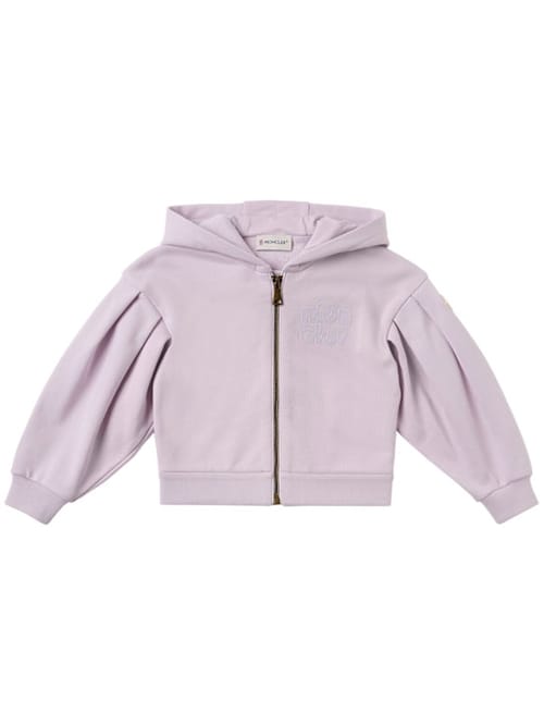 Moncler: 刺绣拉链棉质卫衣