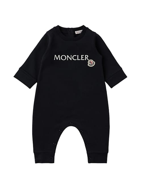 Moncler: 纯棉婴儿连体衣 logo