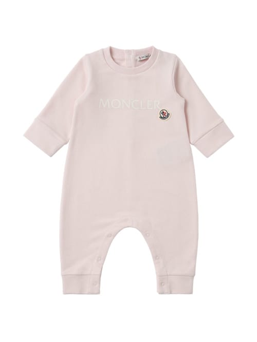 Moncler: 棉质婴儿连体衣徽标