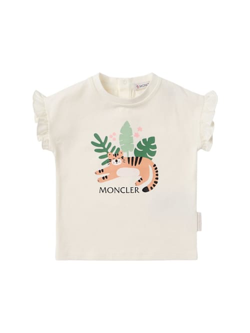 Moncler: 动物图案荷叶边棉T恤