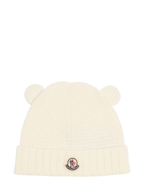 Moncler: 小羊毛针织帽，带小熊耳朵