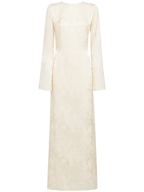 DIANA MILKANOVA: Jacquard maxi dress with flared sleeves