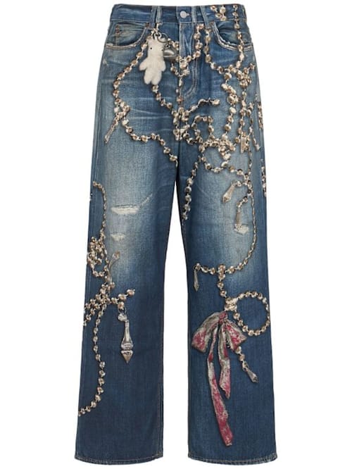 Acne Studios: 带装饰细节的宽松牛仔裤
