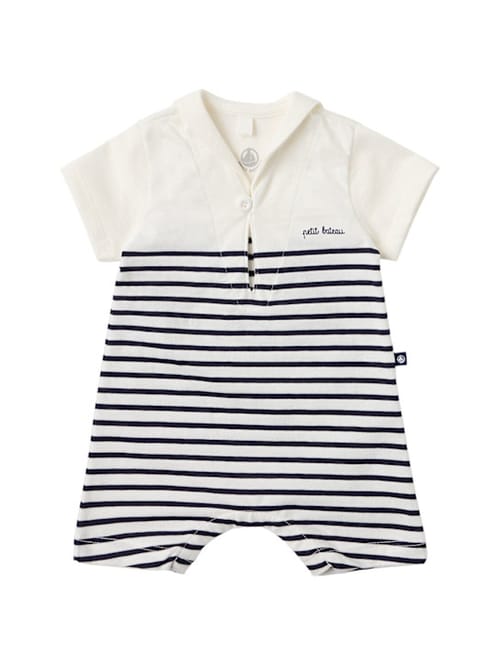 Petit Bateau: 水手印花棉质针织宝宝连体衣