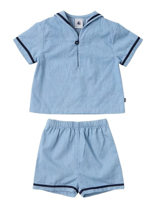 Petit Bateau: 棉质平纹布上衣和短裤