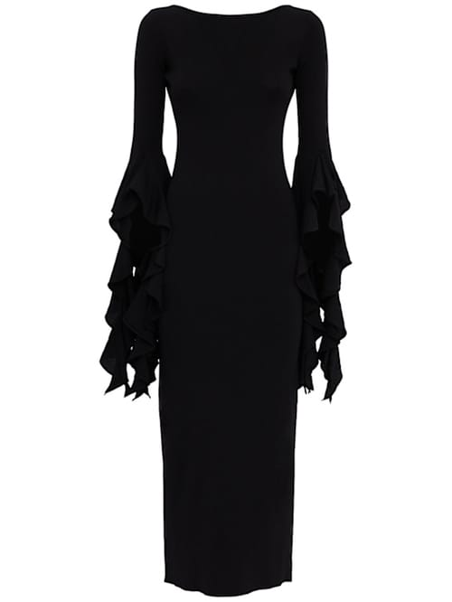 LUISA SPAGNOLI: Long knit dress with flounces