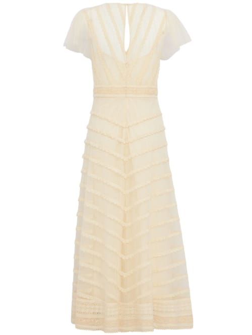 LUISA SPAGNOLI: Midi tulle dress with lace