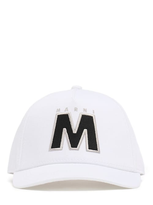 Marni Junior: 印花棉布棒球帽，带Logo
