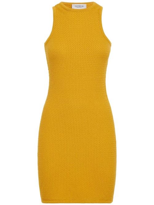 Laneus: Cotton knit sleeveless mini dress