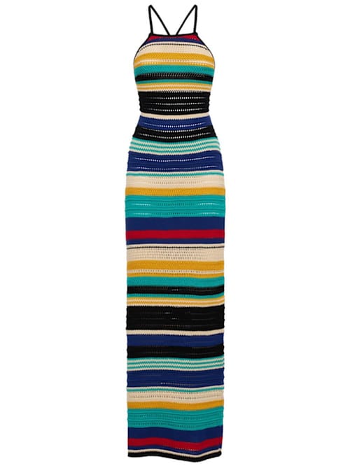 Laneus: Openwork knit cotton maxi dress