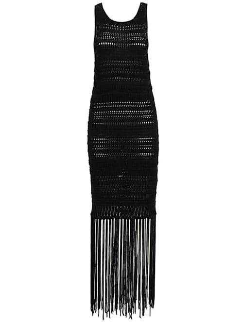 Laneus: Open-knit dress with fringe