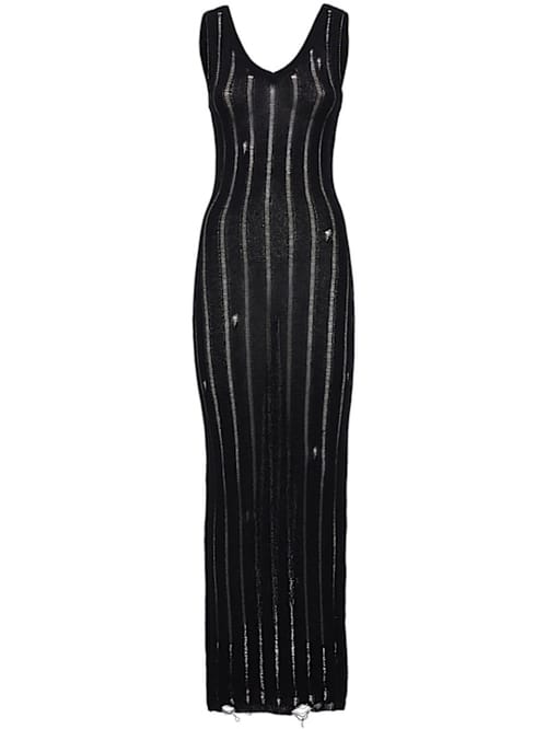 Laneus: Cotton knit openwork dress
