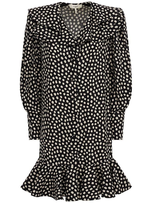 Chloé: Silk jacquard polka dot mini dress