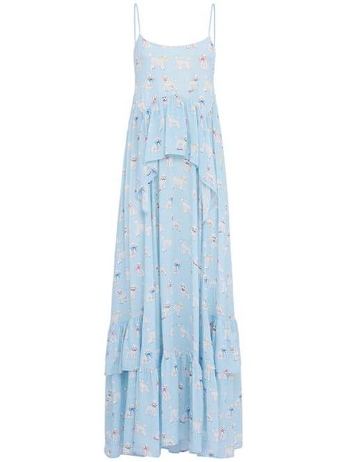 FIORUCCI: Printed ruffled maxi dress