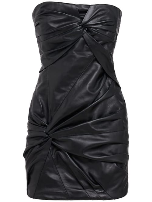 The Attico: Strapless draped lambskin mini dress