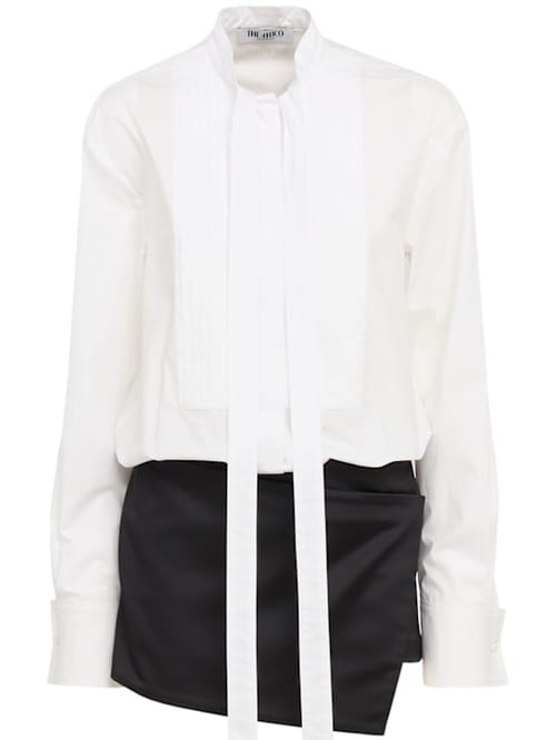 The Attico: Cotton mini dress with pleated plastron