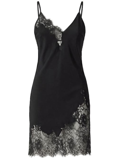 Fleur Du Mal: Silk satin lace mini dress