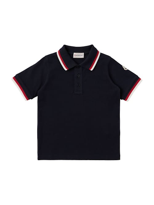 Moncler: 三色装饰棉质 Polo 衫