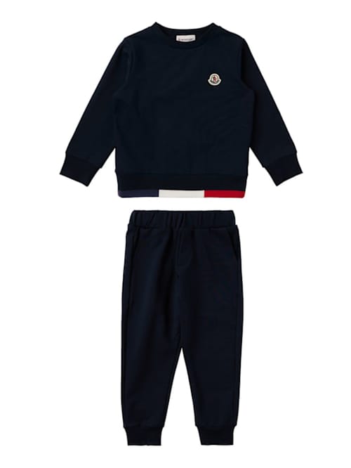 Moncler: Tricolour-trimmed cotton tracksuit set