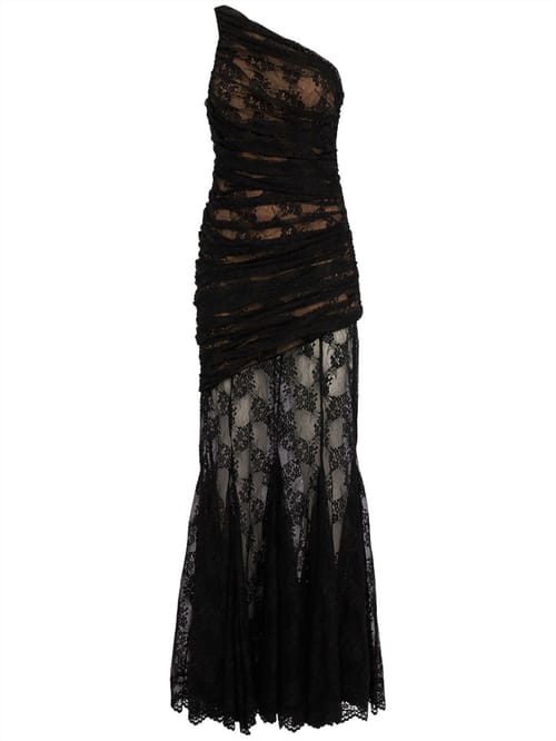 Giuseppe Di Morabito: One Shoulder Draped Lace Long Dress