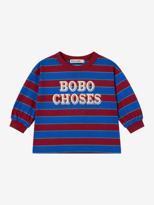 Bobo Choses: Striped long-sleeve T-shirt with embossed logo