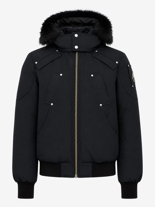 Moose Knuckles: Ballistic cotton down bomber w/ fur trim