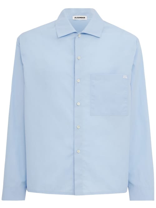 Jil Sander: Jil Sander logo 棉质平纹布宽松衬衫