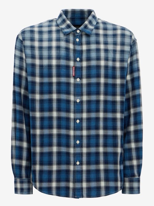 Dsquared2: D2 washed check cotton shirt